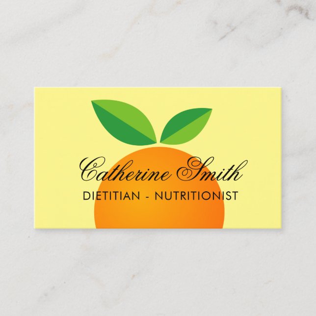 Dietitian nutritionist orange fruit business card (Front)