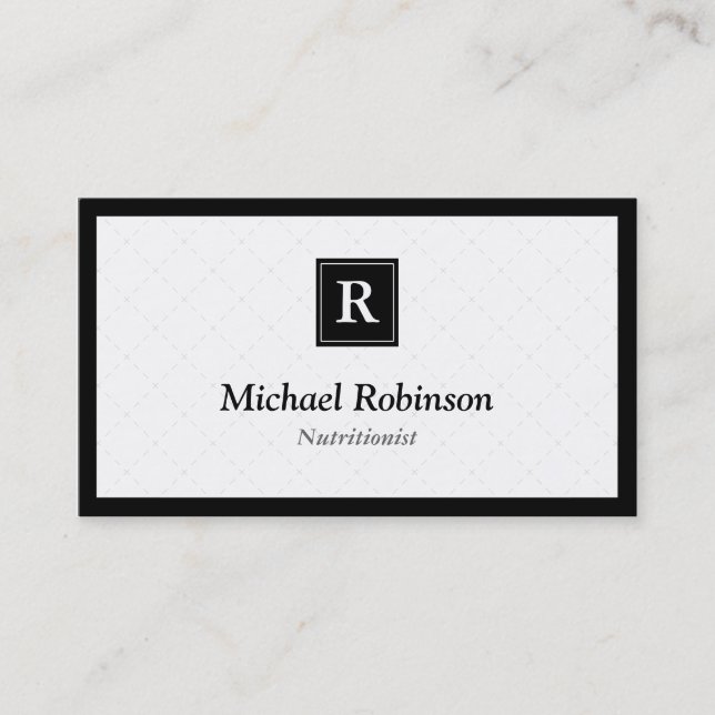 Dietitian Nutritionist - Simple Elegant Monogram Business Card (Front)