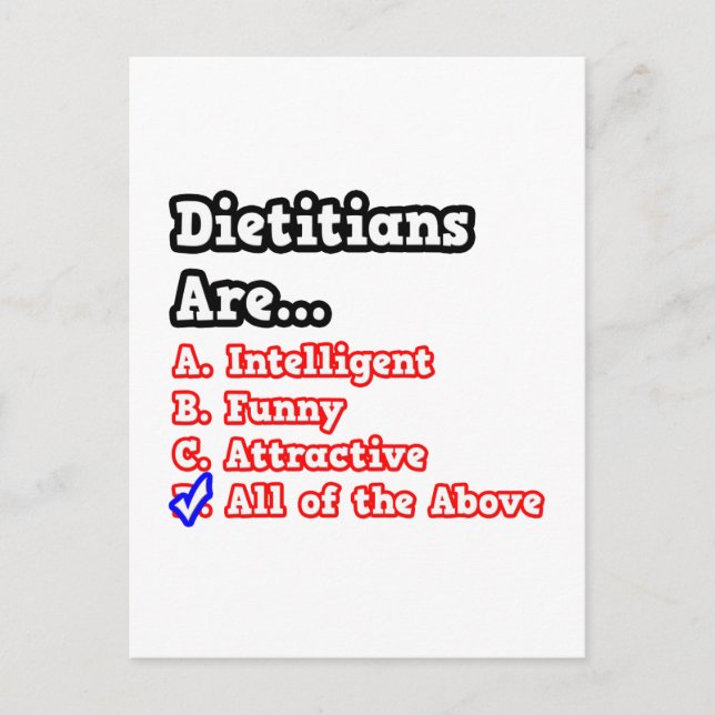 Dietitian Quiz...Joke Postcard (Front)