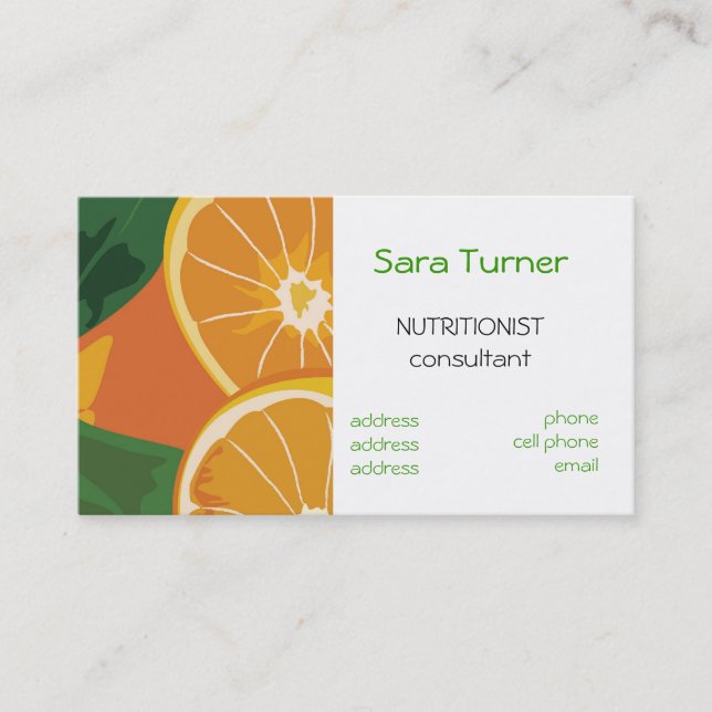 Dietitians and Nutritionists  Business Card (Front)