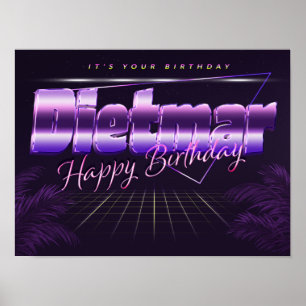 Dietmar Name Vorname lila retro Poster Geburtstag