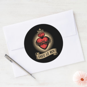 Dieu Le Roi Catholic Monarchist Sacred Heart Classic Round Sticker
