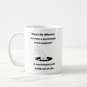 Difference between a psychologist rabbit hat humor coffee mug