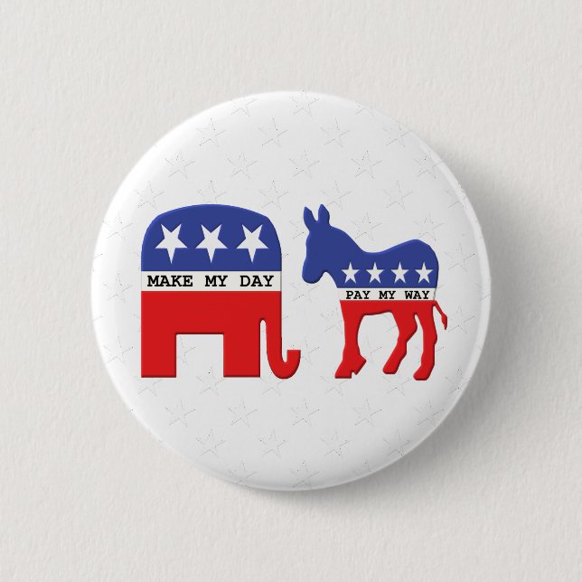 Difference Between Republicans and Democrats Funny Button (Front)