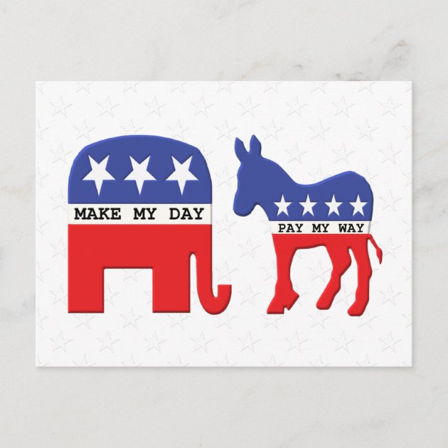 Difference Between Republicans And Democrats Funny Postcard | Zazzle