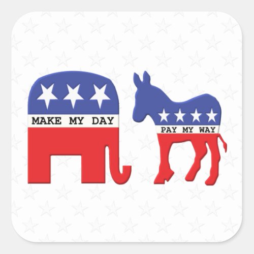 Difference Between Republicans and Democrats Funny Square Sticker