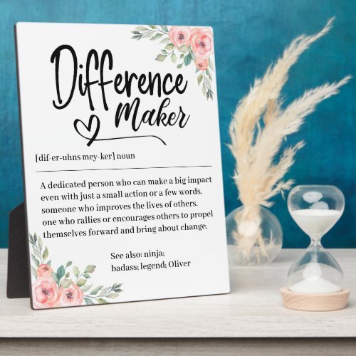 Difference Maker Definition Appreciation for her Plaque