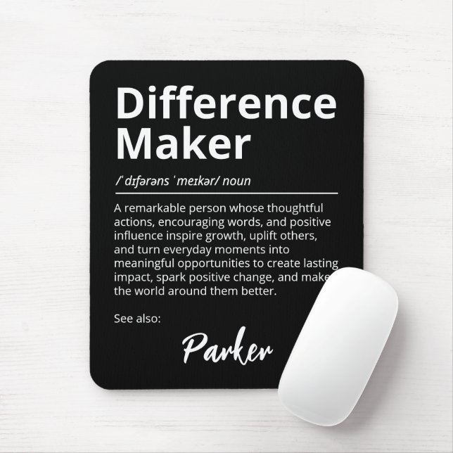 Difference Maker Inspirational Definition Black Mouse Pad (With Mouse)