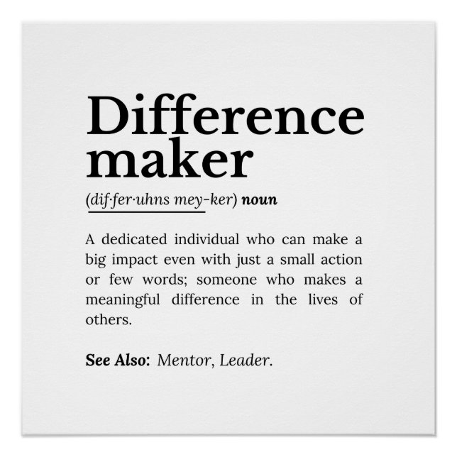 Difference Maker – Inspirational Quote Poster (Front)