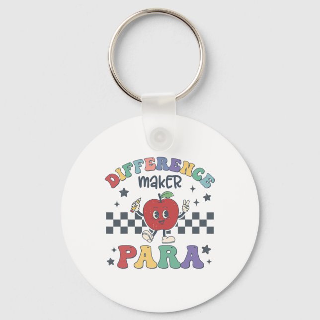 Difference Maker Para Teacher Paraprofessional Par Keychain (Front)