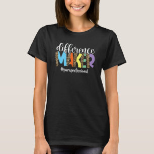 Difference Maker Paraprofessional Leopard Teacher T-Shirt