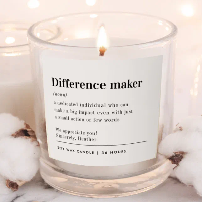 Difference Maker Thank You Appreciation Gifts Scented Candle

