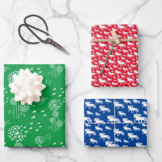 different 3 colors wrapping paper sheets