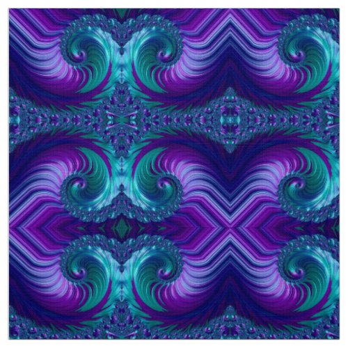 DIFFERENT 3D Turquoise Mauve Blue Spectacular Fabric