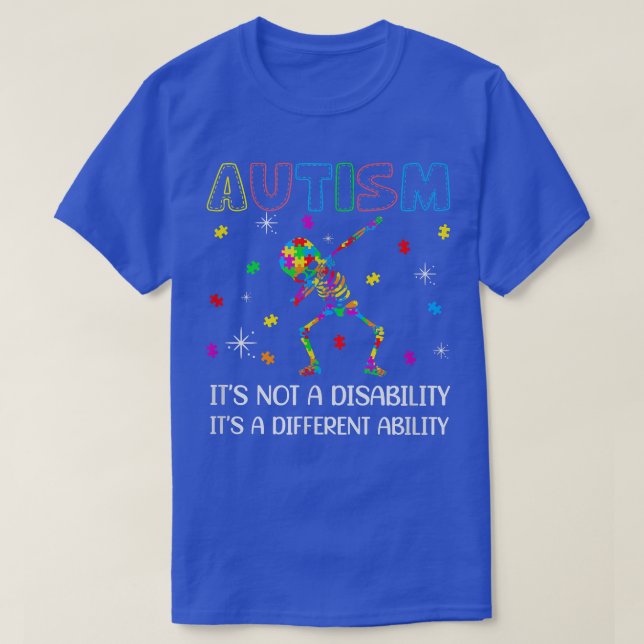 Different Ability Not Disability Dabbing Skeleton  T-Shirt (Design Front)