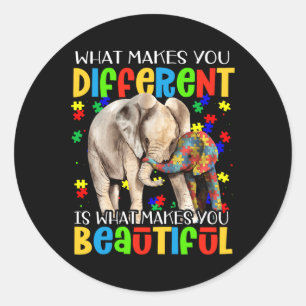 Different Beautiful Autism Awareness Puzzle Piece  Classic Round Sticker