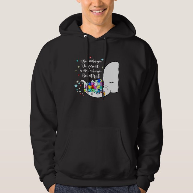 Different Beautiful Autism Awareness Puzzle Piece  Hoodie (Front)
