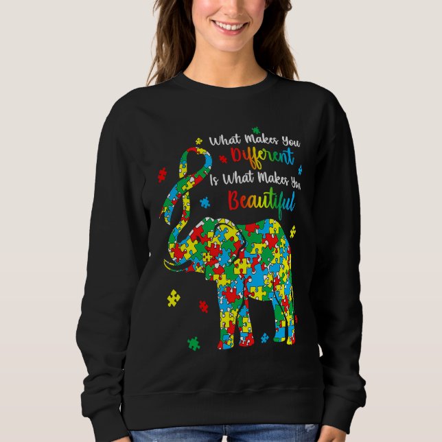 Different Beautiful Autism Awareness Puzzle Piece  Sweatshirt (Front)