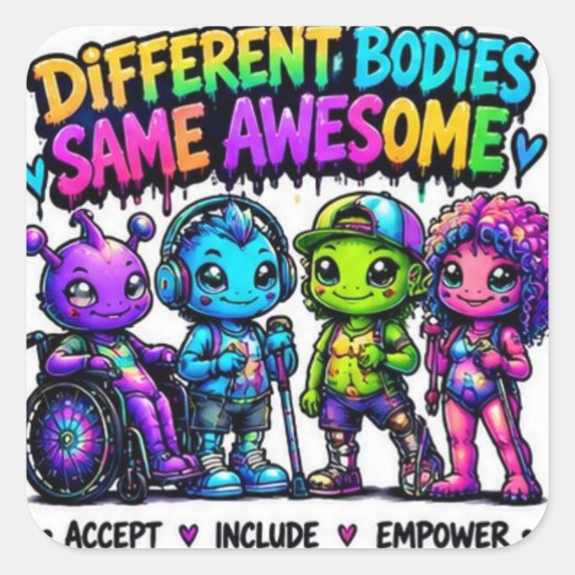 Different Bodies Same Awesome Alien Sticker (Front)