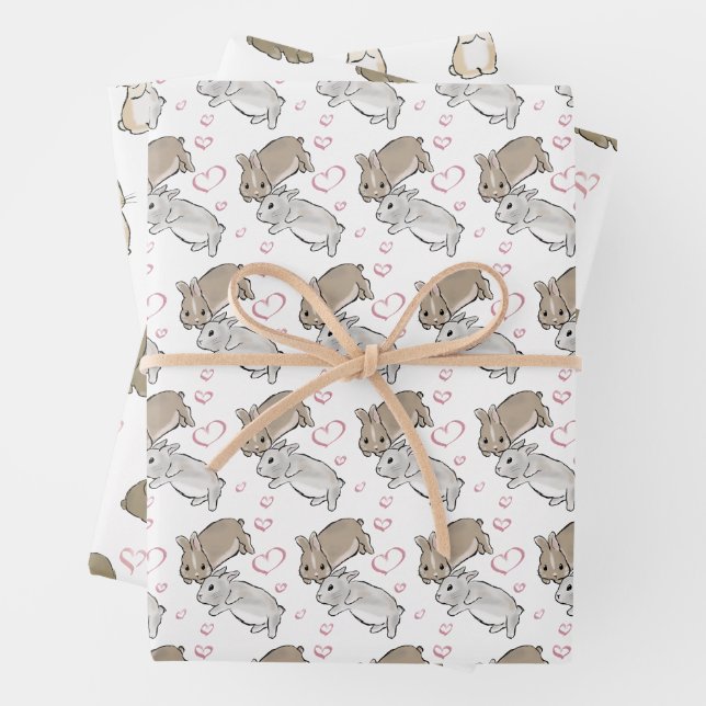 Different bunny  wrapping paper sheets (In situ)
