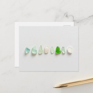 Different colored sea glass, minimal aesthetic postcard