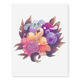 Different crazy animals, pets and creatures. Child Temporary Tattoos