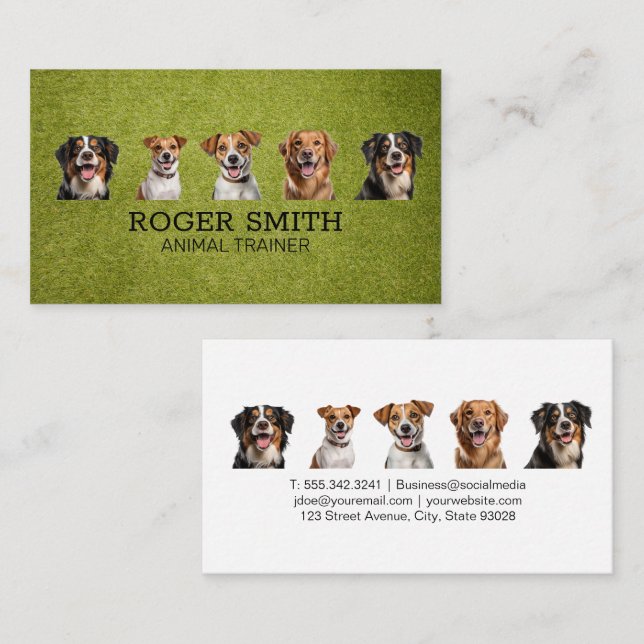 Different Dogs Smiling | Dog Training Business Card (Front/Back)