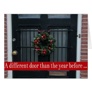 Different door - Christmas wreath new address card