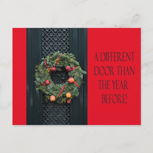 Different door - Christmas wreath new address card (Front)