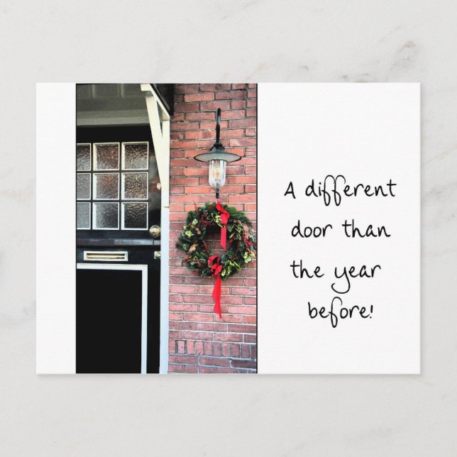 Different door - Christmas wreath new address card (Front)