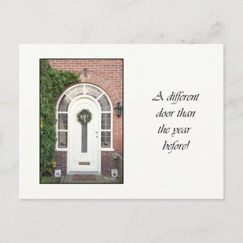 Different door _ Christmas wreath new address card