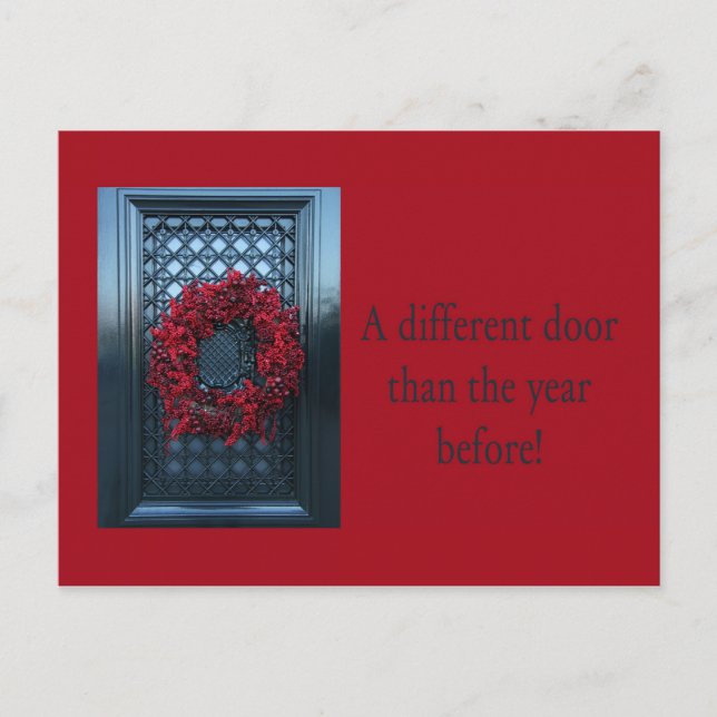 Different door - Christmas wreath new address card (Front)