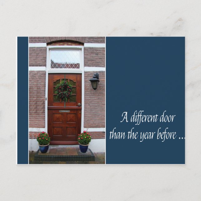 Different door - Christmas wreath new address card (Front)