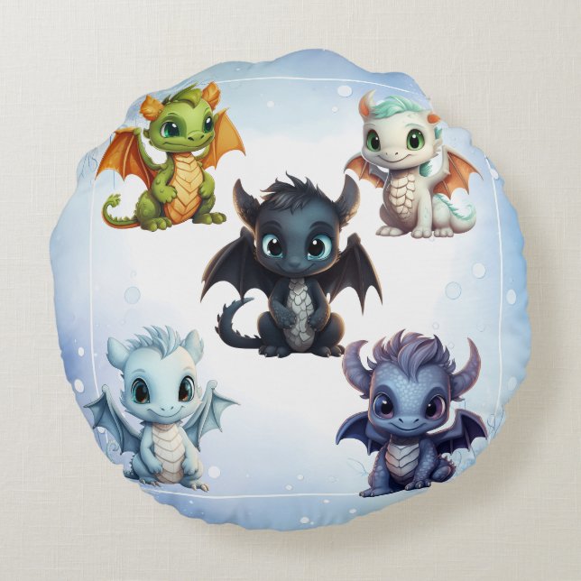 Different dragons Round Pillow (Back)