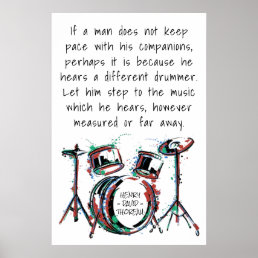 Different Drumbeat | Classic Thoreau Quote Drums Poster