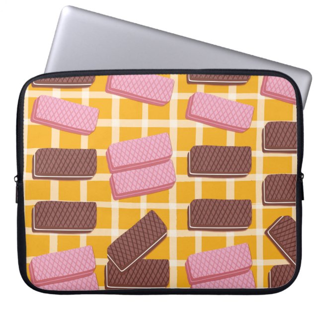 Different flavored wafers seamless background laptop sleeve (Front)