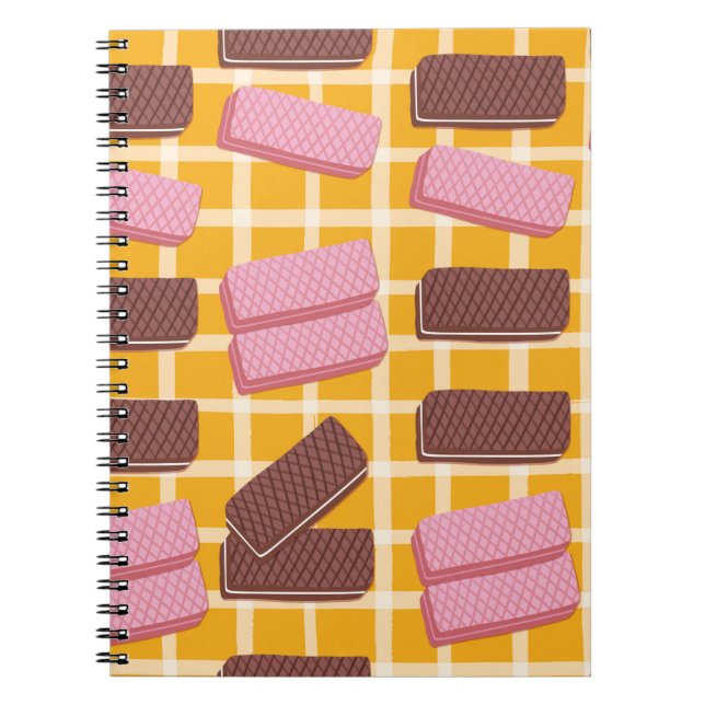 Different flavored wafers seamless background notebook (Front)