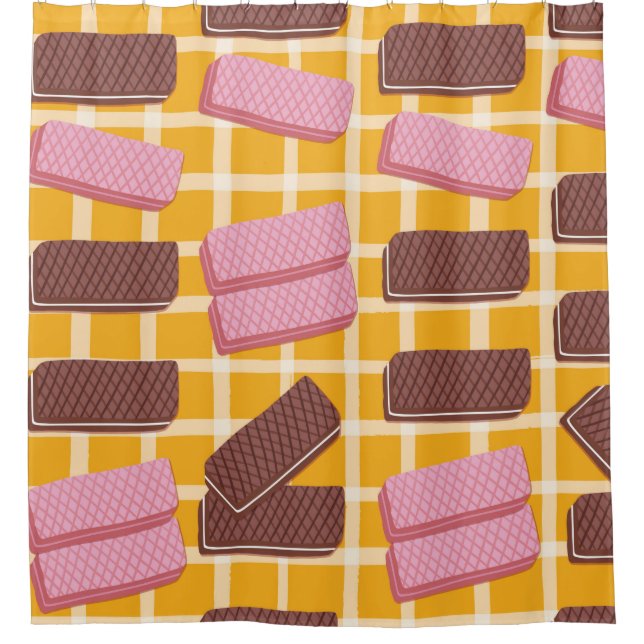 Different flavored wafers seamless background shower curtain (Front)