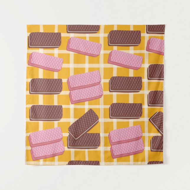 Different flavored wafers seamless background tapestry (Front)