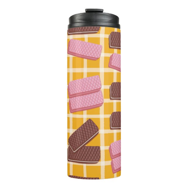 Different flavored wafers seamless background thermal tumbler (Front)