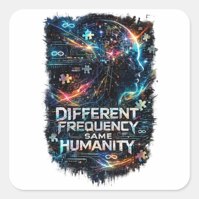 Different Frequency Autism Square Sticker (Front)