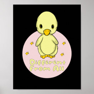 Different From All Kawaii Baby Duck Yellow & Pink Poster
