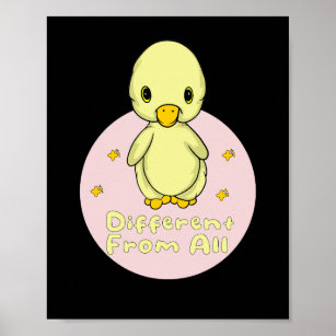 Different From All Kawaii Baby Duck Yellow & Pink  Poster