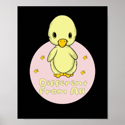 Different From All Kawaii Baby Duck Yellow  Pink  Poster