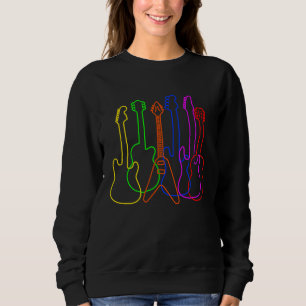 Different guitars outline guitarists musicians sweatshirt