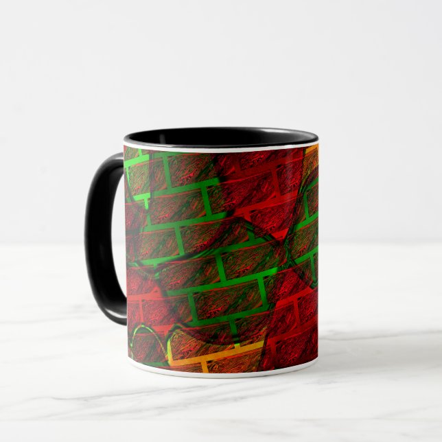 Different image montage, brick, red, green, yellow mug (Front Left)