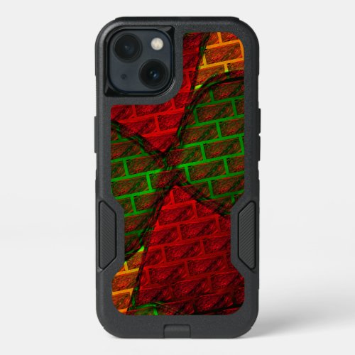 Different image montage brick red green yellow iPhone 13 case