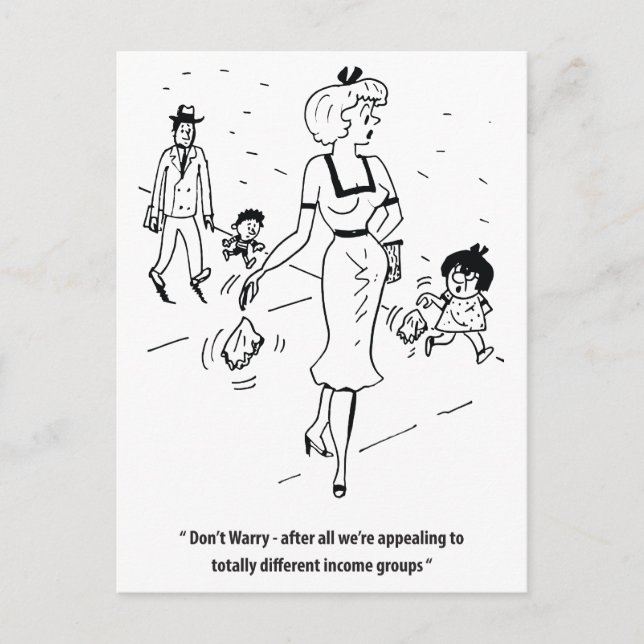 Different Income Groups, Funny Situation, Humor, Postcard (Front)