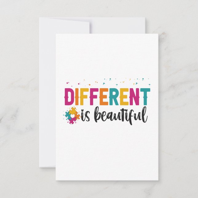 Different Is beautiful Autism Awareness Adhd Gift Thank You Card (Front)