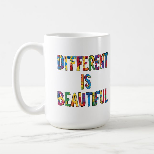Different Is Beautiful - Autism Awareness  Coffee Mug (Left)